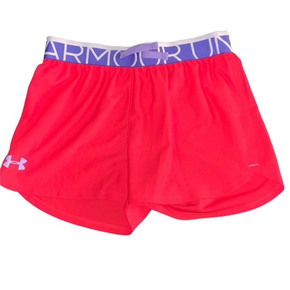 Under Armour Pants - Under Armour M Shorts Heat Gear Youth Women Elastic Red Blue Drawstring